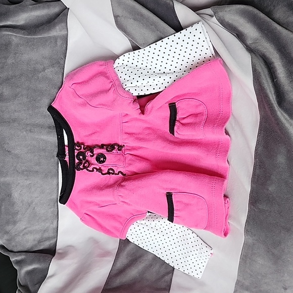 Cutie pie 6-9m 100% cotton pink and black top - Picture 1 of 3